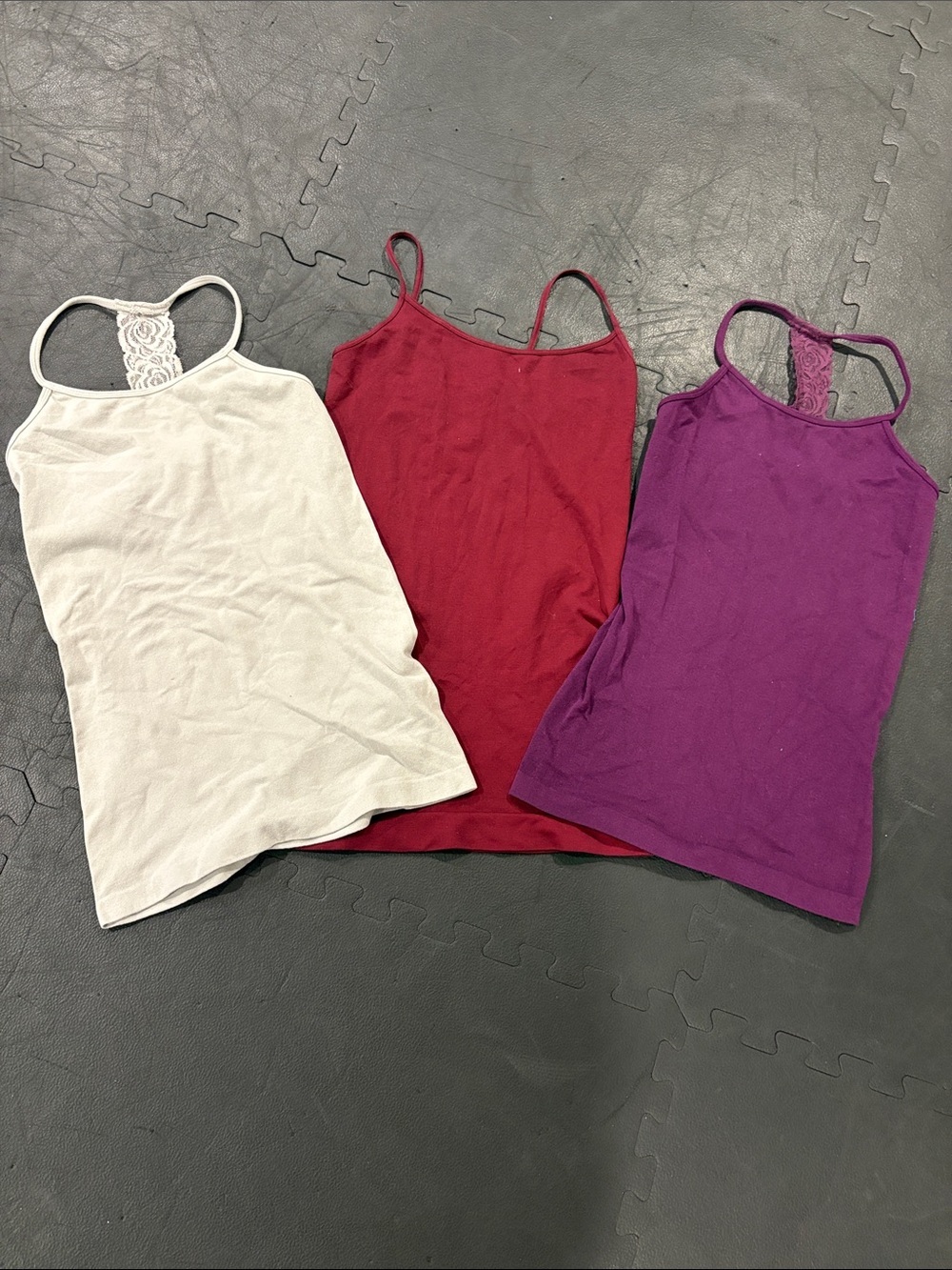 Women’s Lace-Back Tank Top — White, Red, Purple osfm